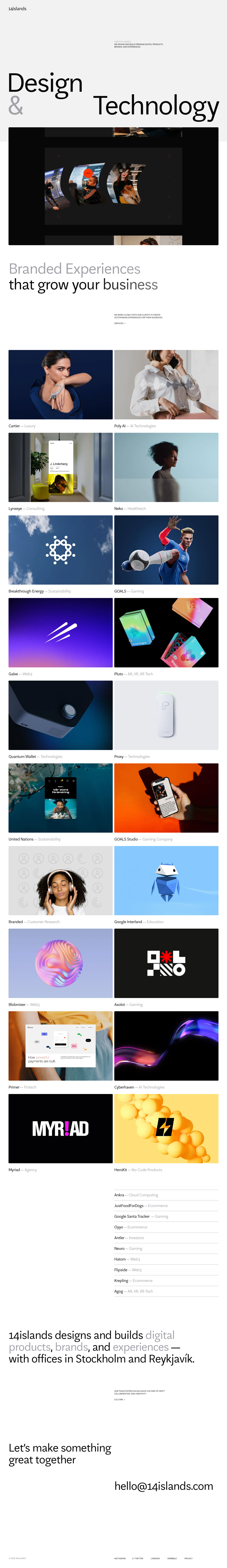 14islands | Creative design & technology agency - full page scroll