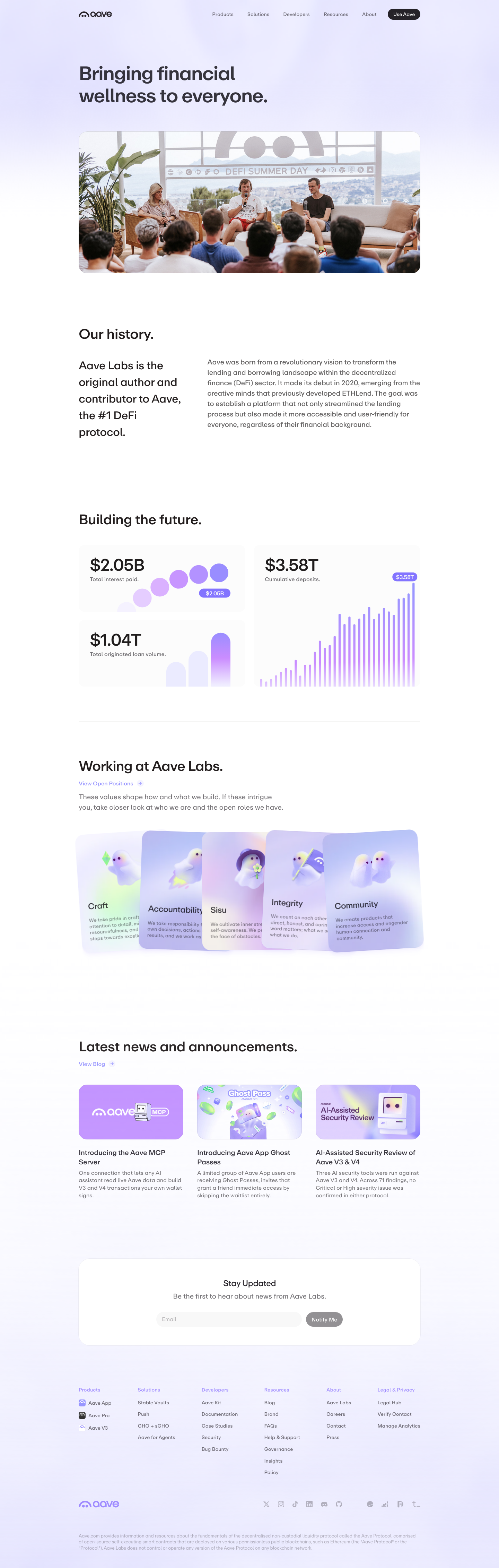 Aave · About - full page scroll