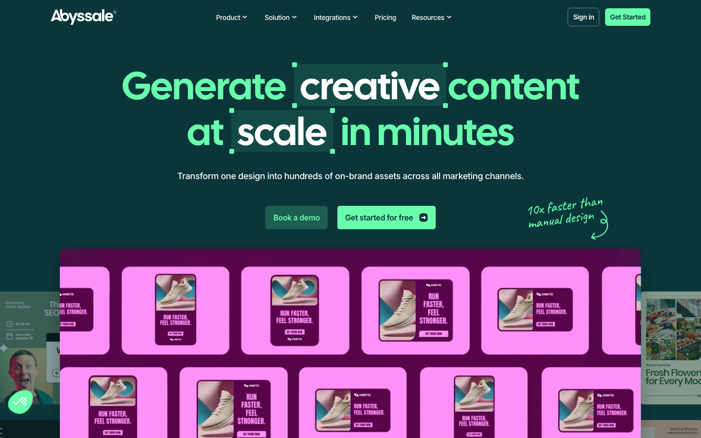 Generate thousands of on-brand visuals from one template. The creative automation platform for agencies and marketing teams worldwide. Start free. · minimalism, brutalism, dark-mode, agency, saas, ai, developer-tools, hero-with-cta, bento-grid, feature-trio