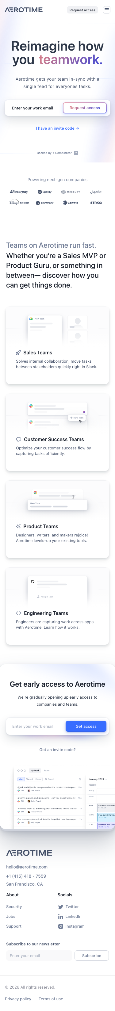 Aerotime - Be on top of your work - mobile full page