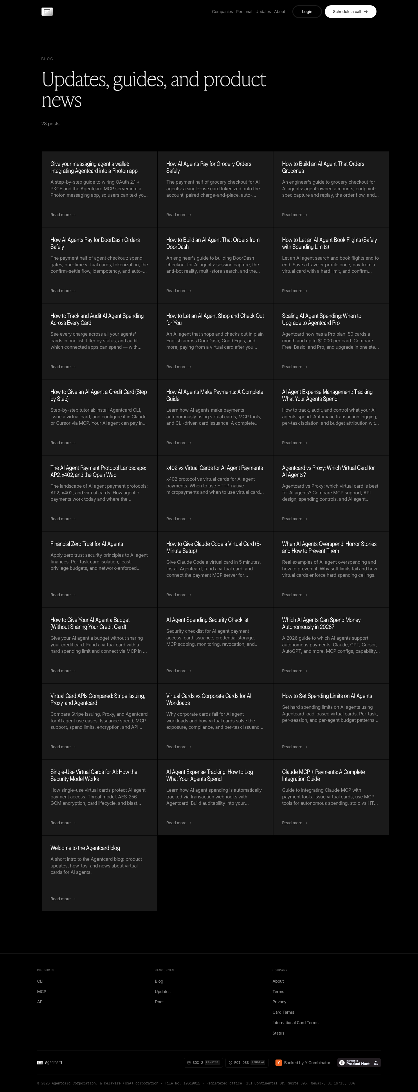 Agentcard · Blog - full page scroll