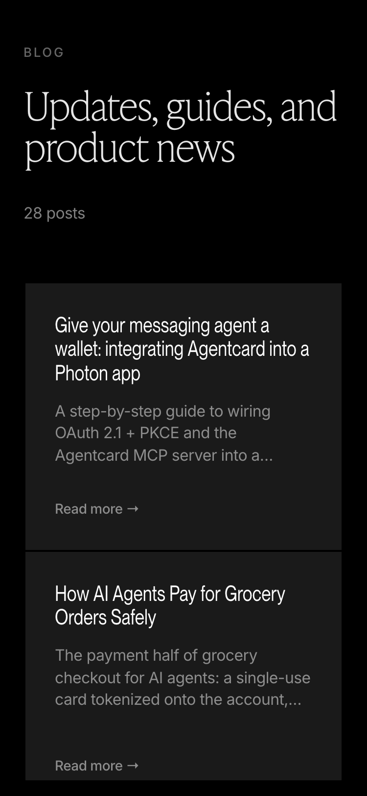 Agentcard · Blog - mobile