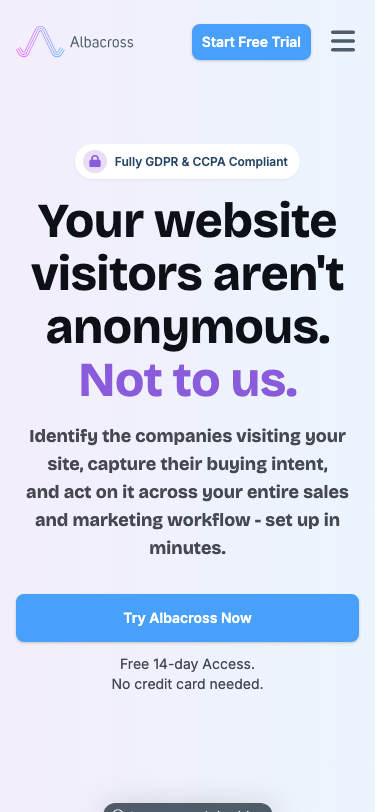 Identify Website Visitors, Decision Makers, and Automate Outreach | Albacross - mobile