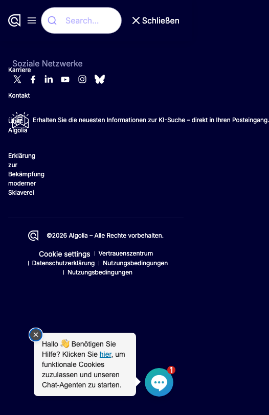 Algolia - mobile full page