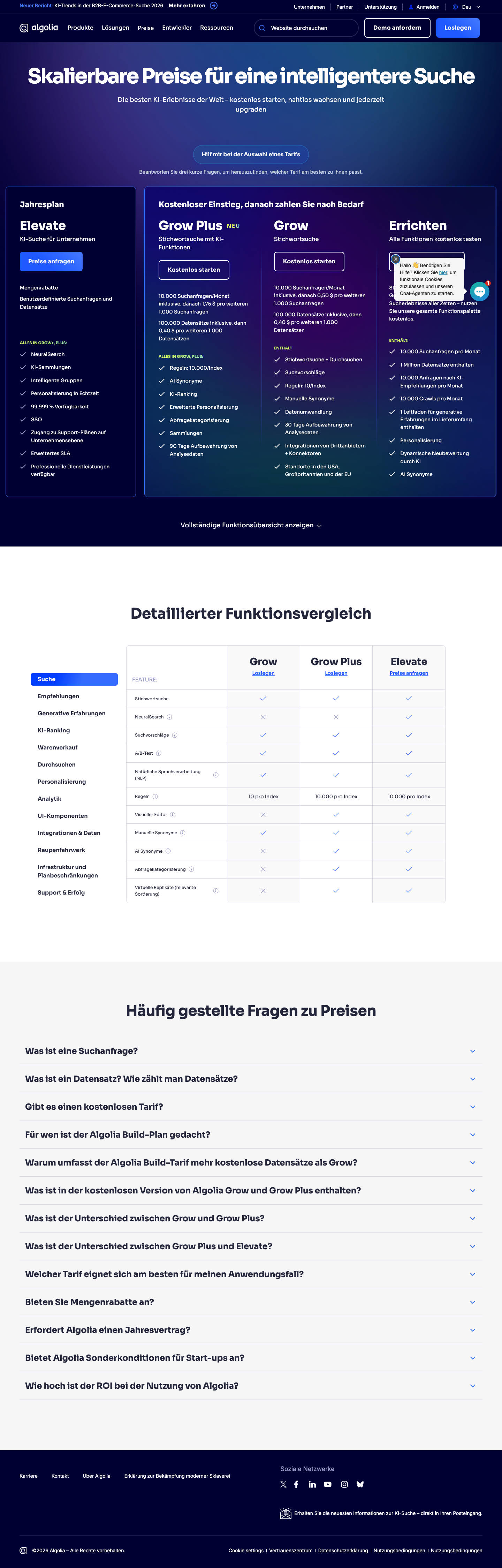 Algolia - full page scroll