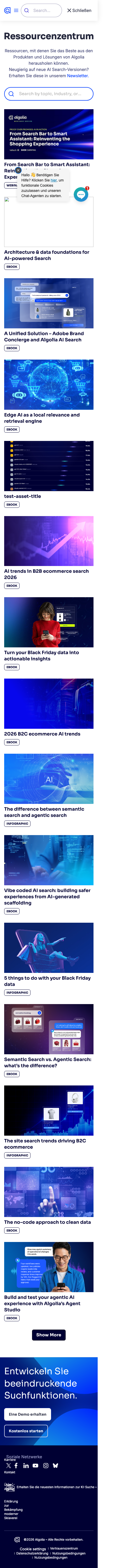 Algolia - mobile full page