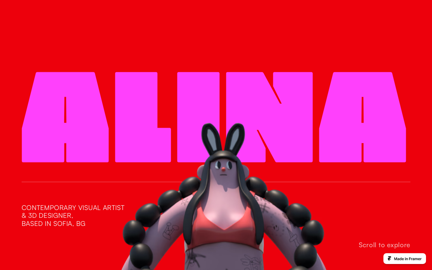 Visual Artist & 3D Designer · playful, brutalism, creator, portfolio, hero-fullbleed