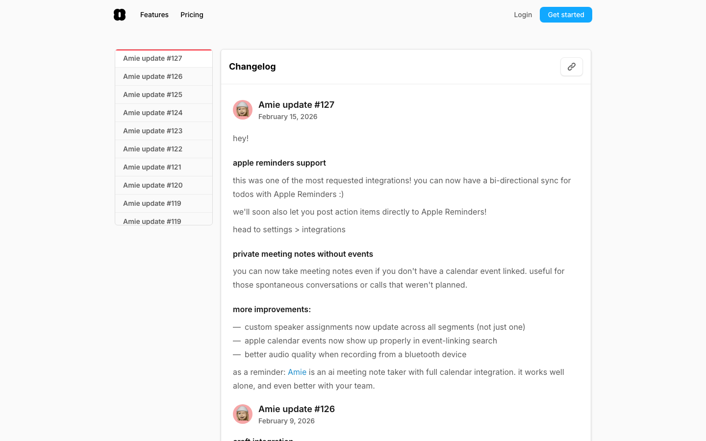 Amie So — Changelog - Changelog