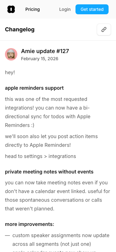 Amie So — Changelog - mobile