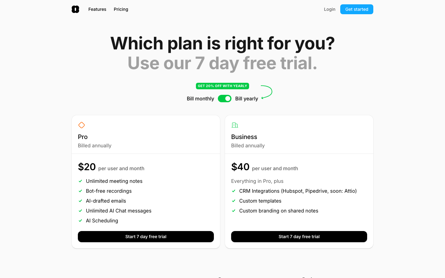 Amie So — Pricing - The page prioritizes a clean, functional layout with a focus on clear information hierarchy. Typography is crisp and legible, with a restrained color palette emphasizing dark tones and subtle highlights. The overall mood is professional and efficient.  ·  dark saas dashboard, ai productivity, minimalist workspace, clean interface, developer tools, note taking app, workflow management