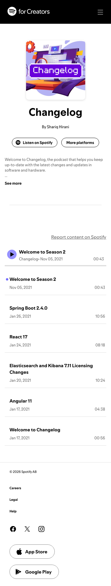 Anchor Fm — Changelog - mobile full page