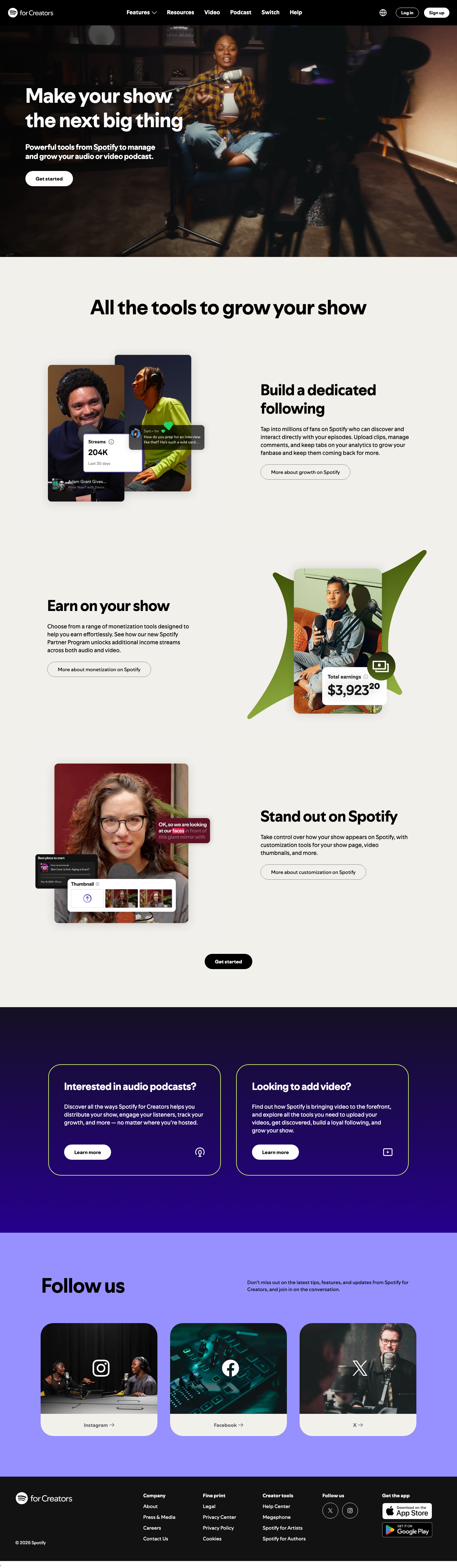 Anchor Fm — Features - full page scroll