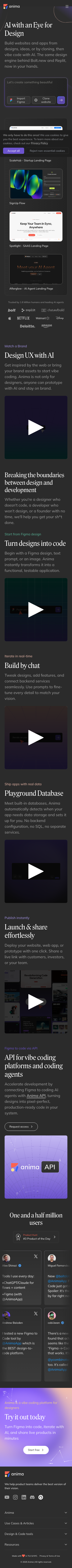 Anima: Build Websites & Apps with AI | UX Design Agent | Figma to Code - mobile full page