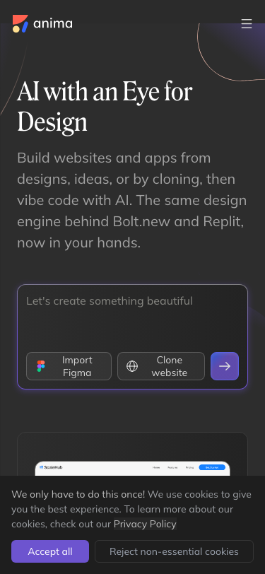 Anima: Build Websites & Apps with AI | UX Design Agent | Figma to Code - mobile