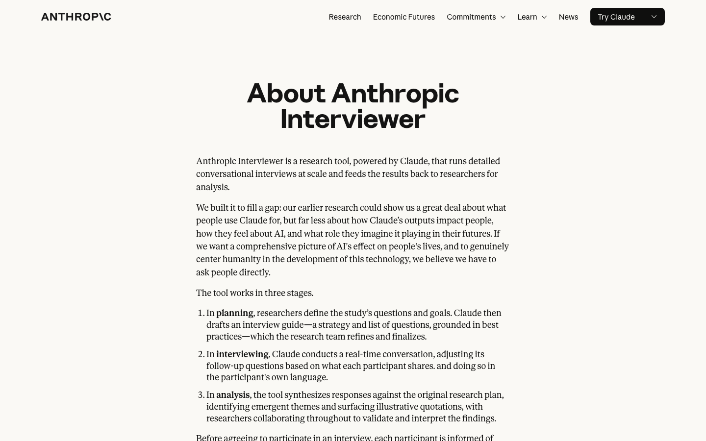 The page uses a stark black and white split to juxtapose a large, abstract geometric graphic with concise text. The overall feeling is precise and intellectual, prioritizing clarity and a sense of advanced technology. · ai research, anthropic design, technical website, split screen layout, dark website, minimalist ai, geometric pattern, futuristic design