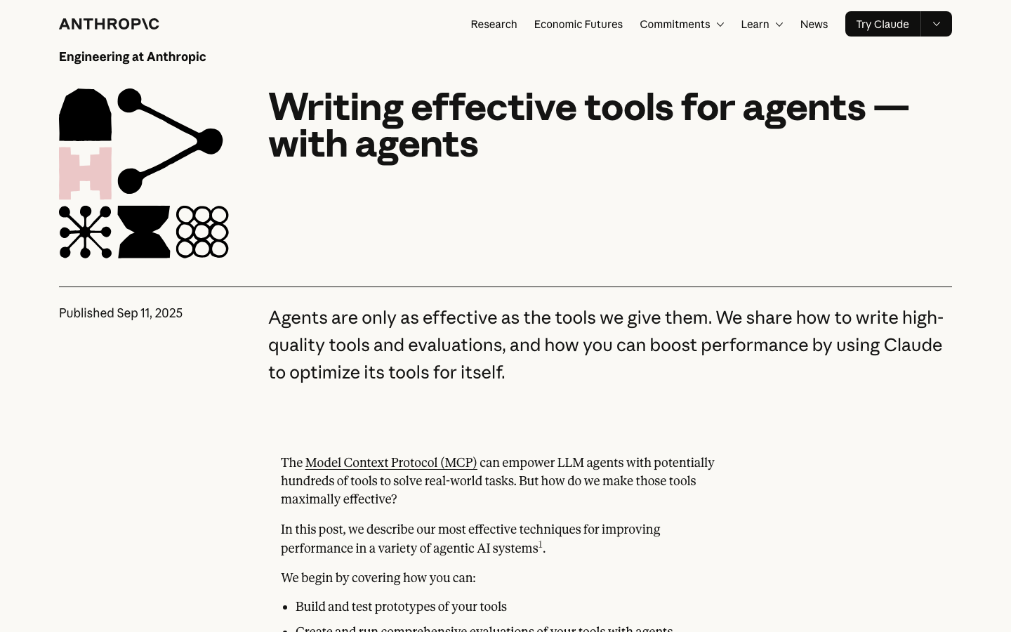 The page uses a stark black and white split to juxtapose a large, abstract geometric graphic with concise text. The overall feeling is precise and intellectual, prioritizing clarity and a sense of advanced technology. · ai research, anthropic design, technical website, split screen layout, dark website, minimalist ai, geometric pattern, futuristic design
