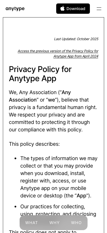 Anytype - mobile full page