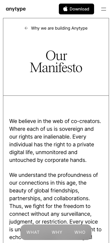Anytype - mobile full page