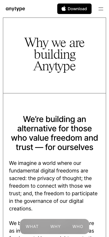 Anytype - mobile full page