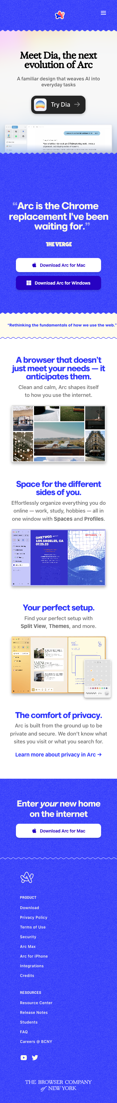 Arc - mobile full page