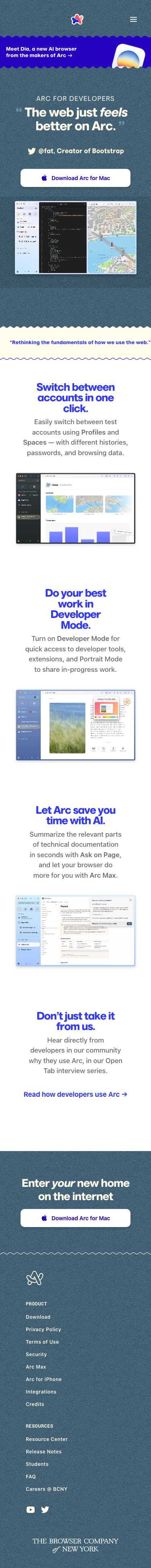 Arc — Features - mobile full page