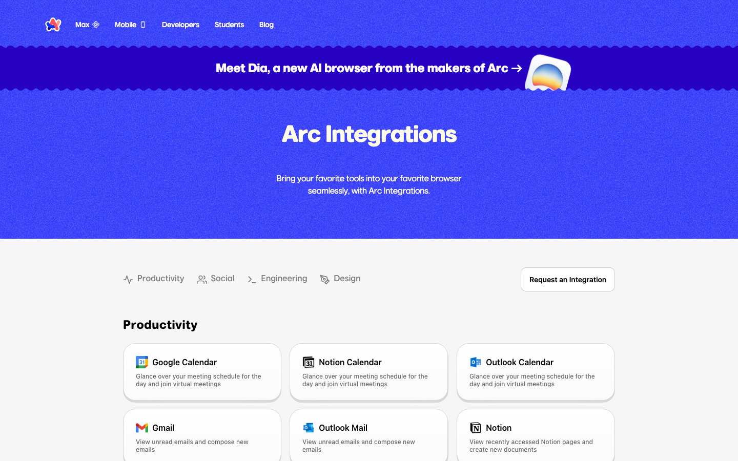 The page prioritizes a clean, functional interface with a focus on showcasing the product's capabilities through interactive elements. Typography is clean and legible, with a muted color palette emphasizing clarity and ease of use. · ai productivity, saas interface, developer tools, minimalist saas, dark mode ui, ai workflow, productivity app, arc ai, chat interface, modern saas