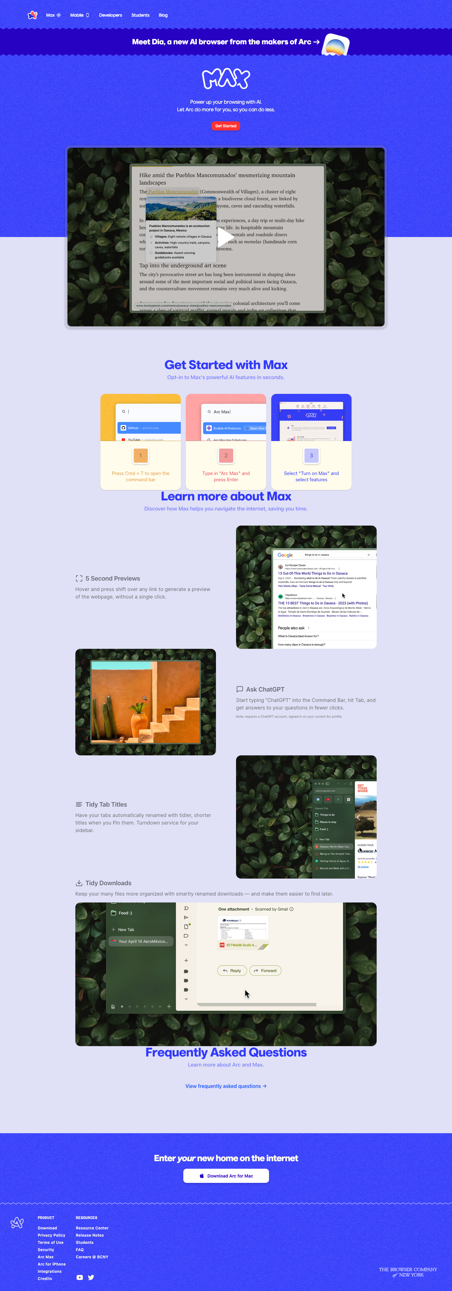 Arc - full page scroll
