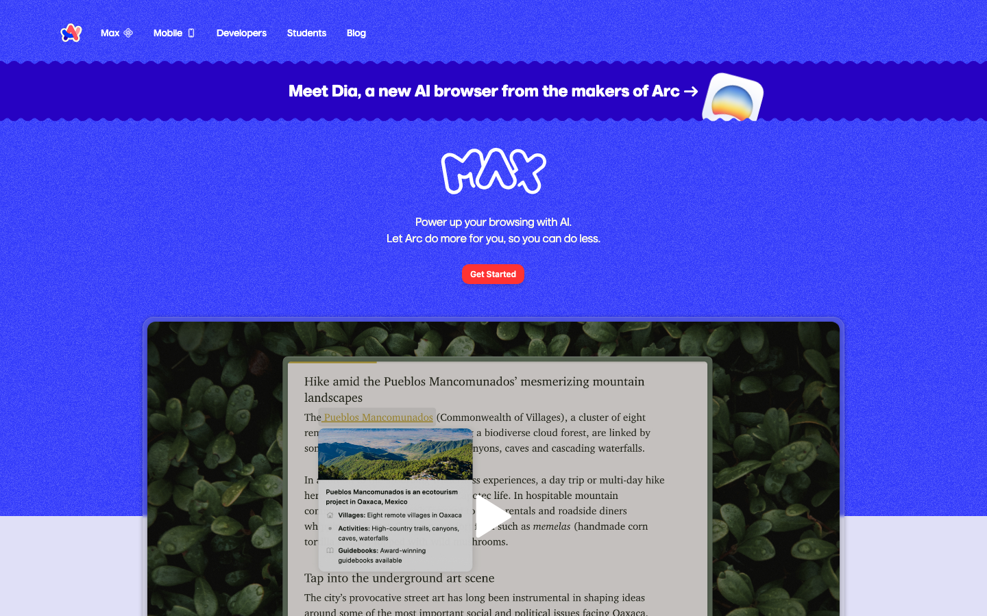 The page prioritizes a clean, functional interface with a focus on showcasing the product's capabilities through interactive elements. Typography is clean and legible, with a muted color palette emphasizing clarity and ease of use. · ai productivity, saas interface, developer tools, minimalist saas, dark mode ui, ai workflow, productivity app, arc ai, chat interface, modern saas