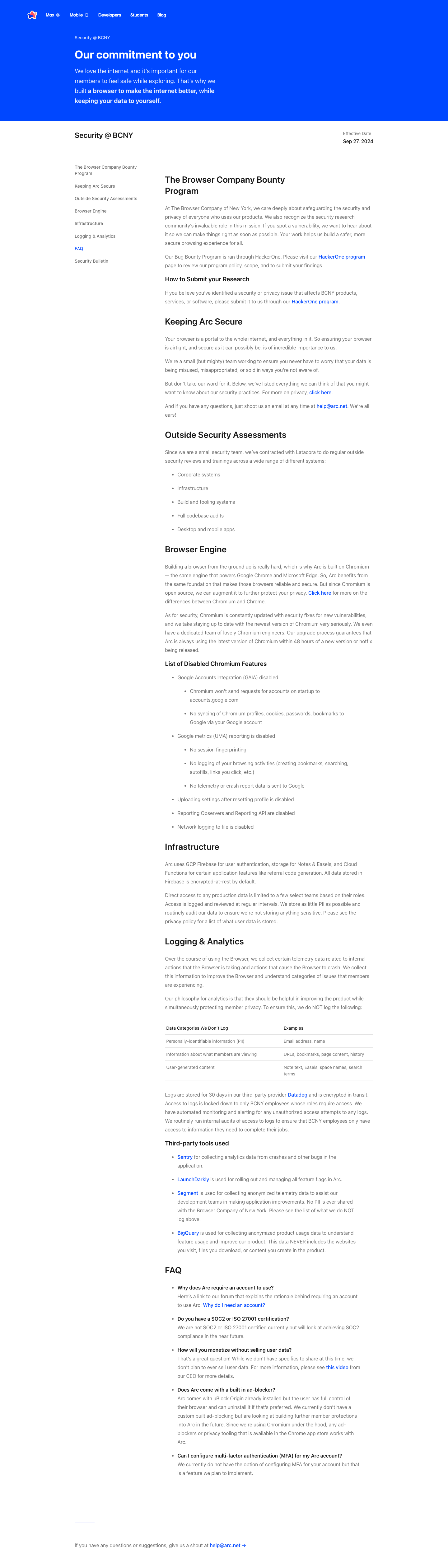Arc - full page scroll