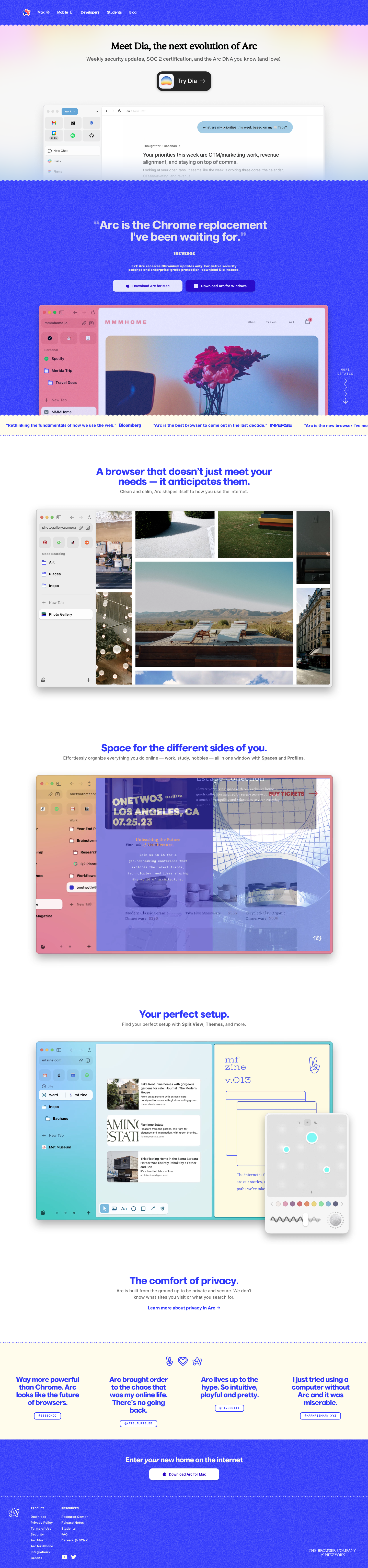 Arc - mobile full page