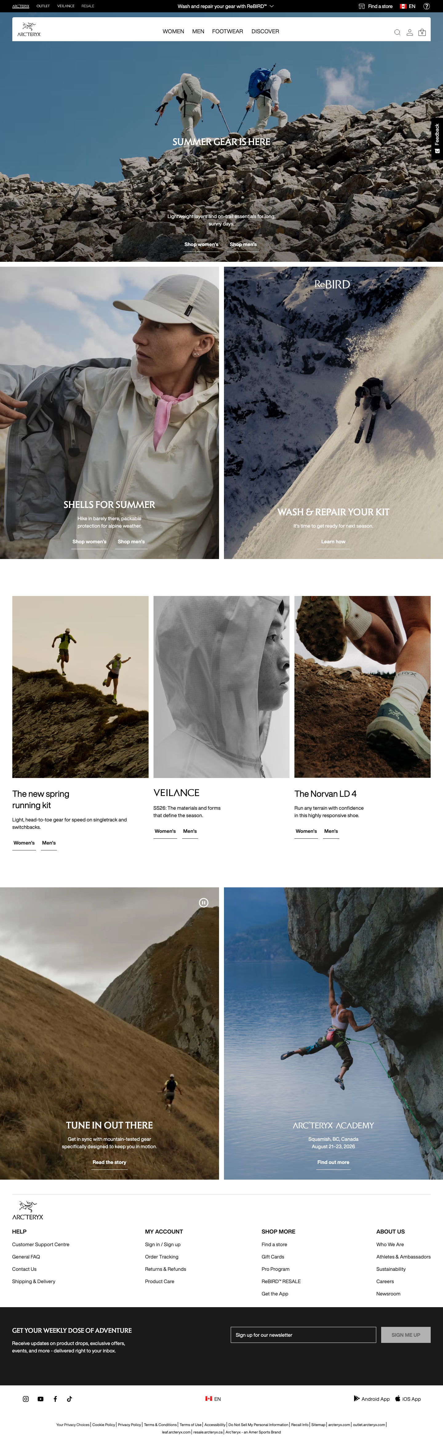 Arcteryx - full page scroll