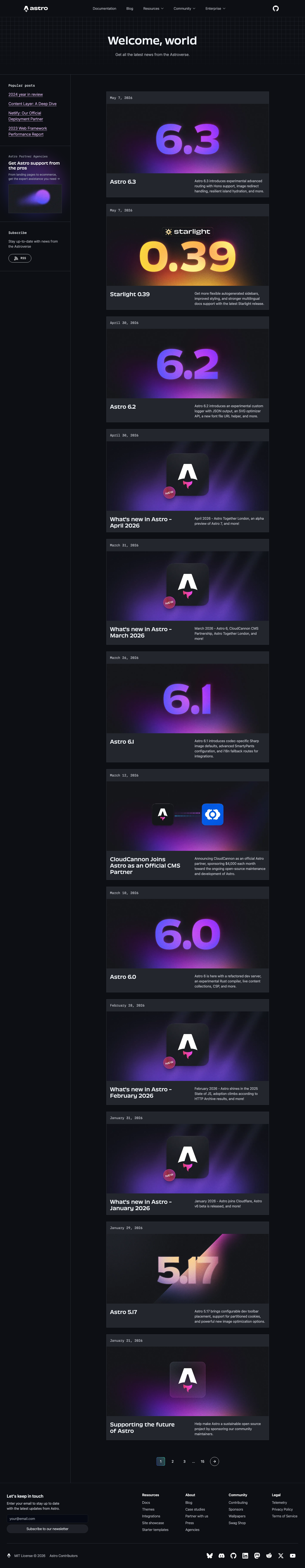 Astro Build — Blog - full page scroll