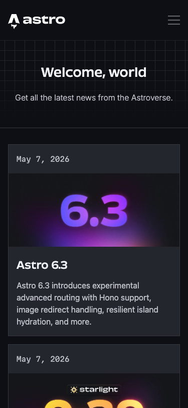 Astro Build — Blog - mobile