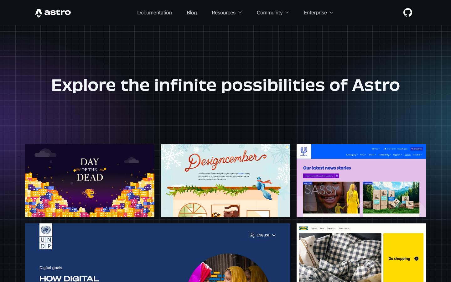 The design prioritizes clarity and functionality through a restrained palette of deep purples and stark white. Typography is clean and geometric, emphasizing the technical nature of the product. The overall feeling is precise and efficient. · javascript framework, web development, astro build, technical website, dark theme, developer tools, minimalist design, modern web, static site, content-driven