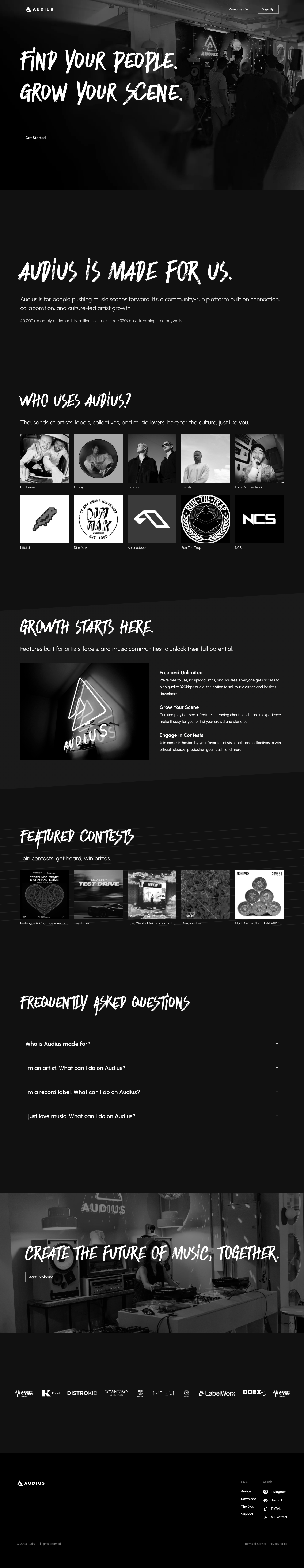 Audius - full page scroll