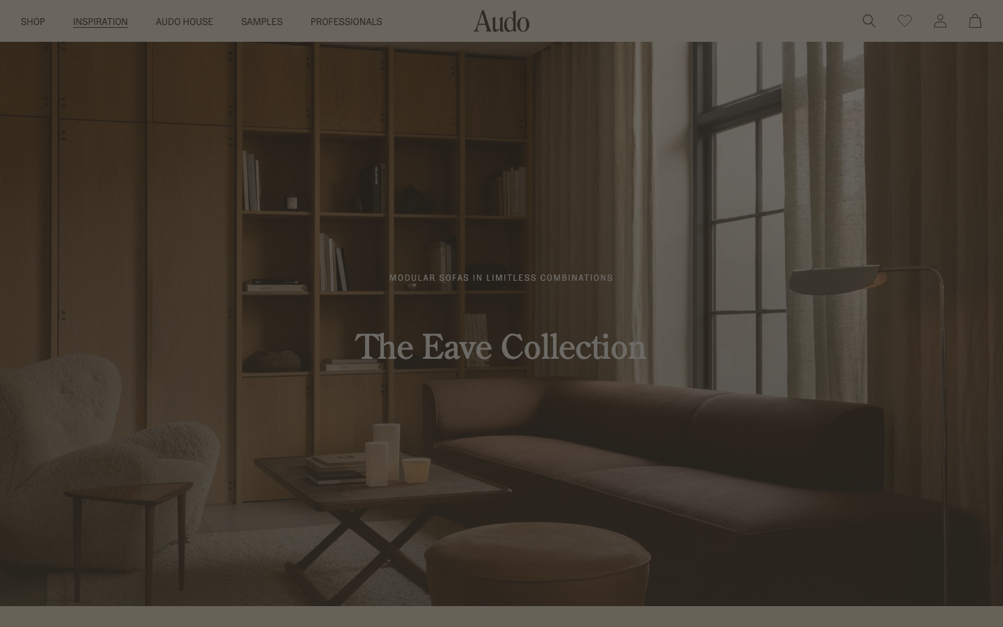 The page uses a full-bleed image to establish a mood, with minimal text overlay. The color palette is muted and earthy, creating a sense of understated elegance. Typography is clean and legible, prioritizing visual impact over extensive information. · minimalist portfolio, soft branding, editorial website, muted color palette, fullbleed image, calm aesthetic, studio website, clean typography, decade retrospective, audocph
