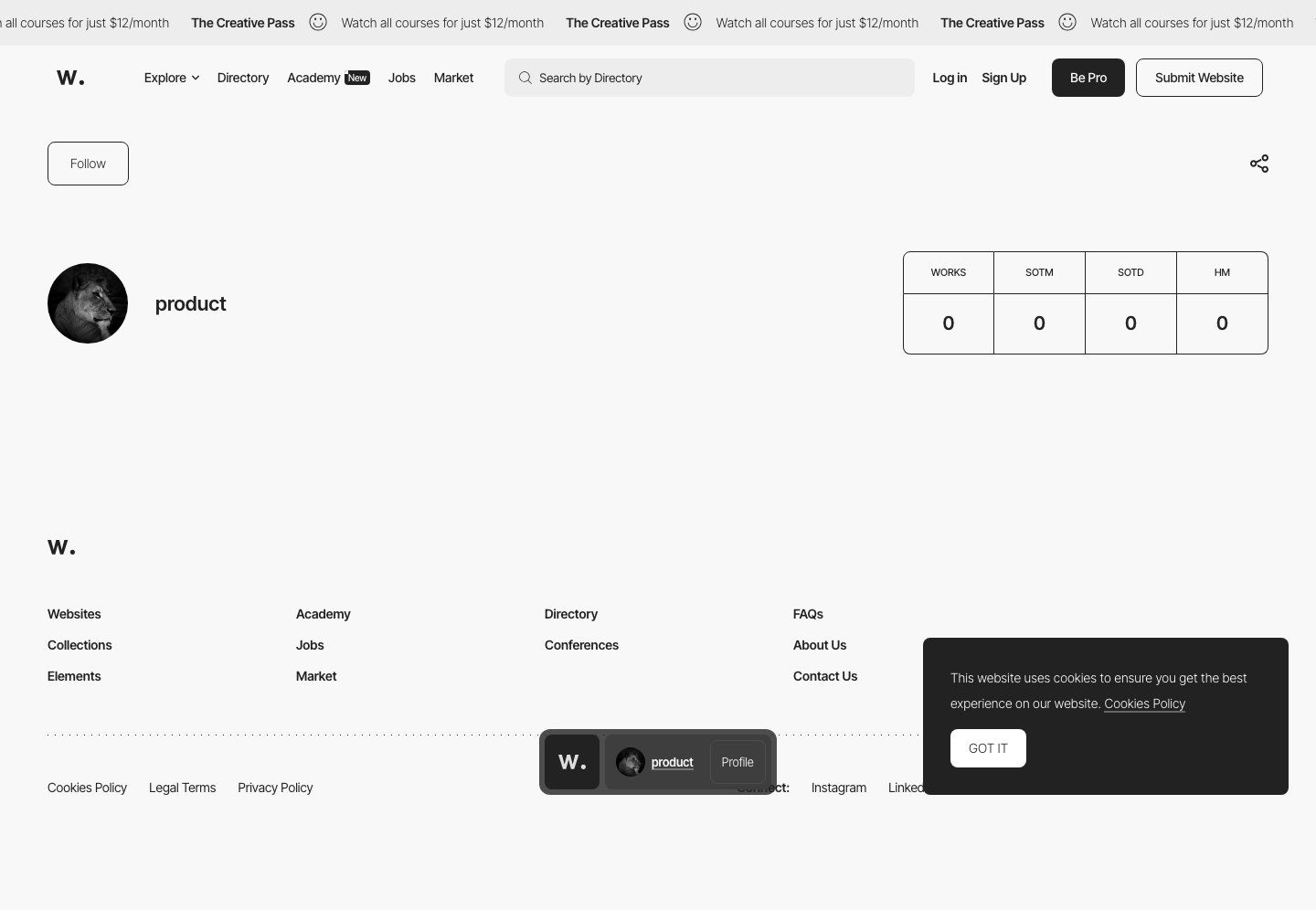 Awwwards — Features - full page scroll