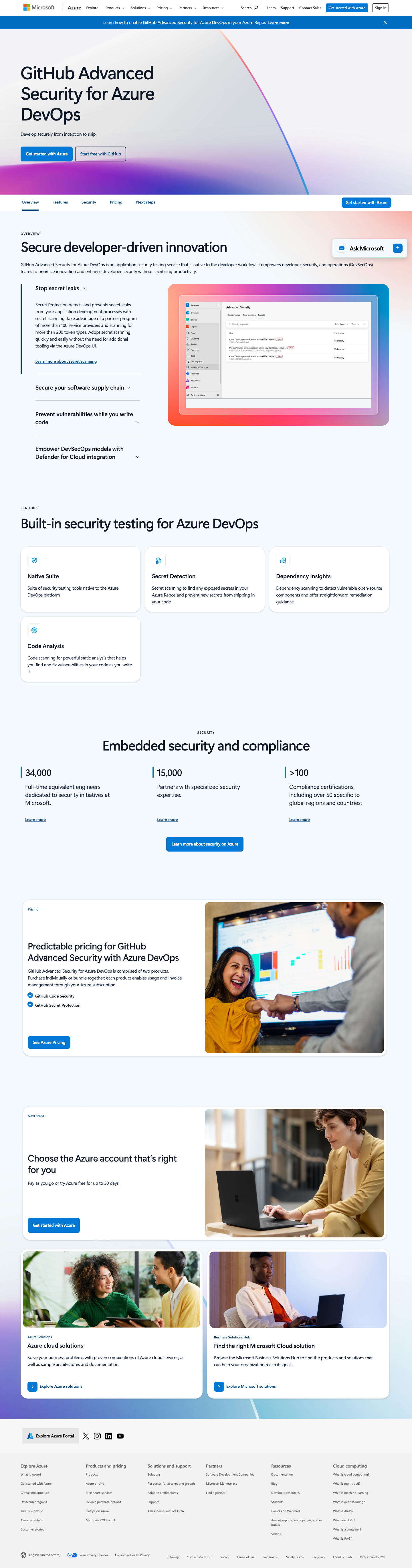 Azure Microsoft - full page scroll