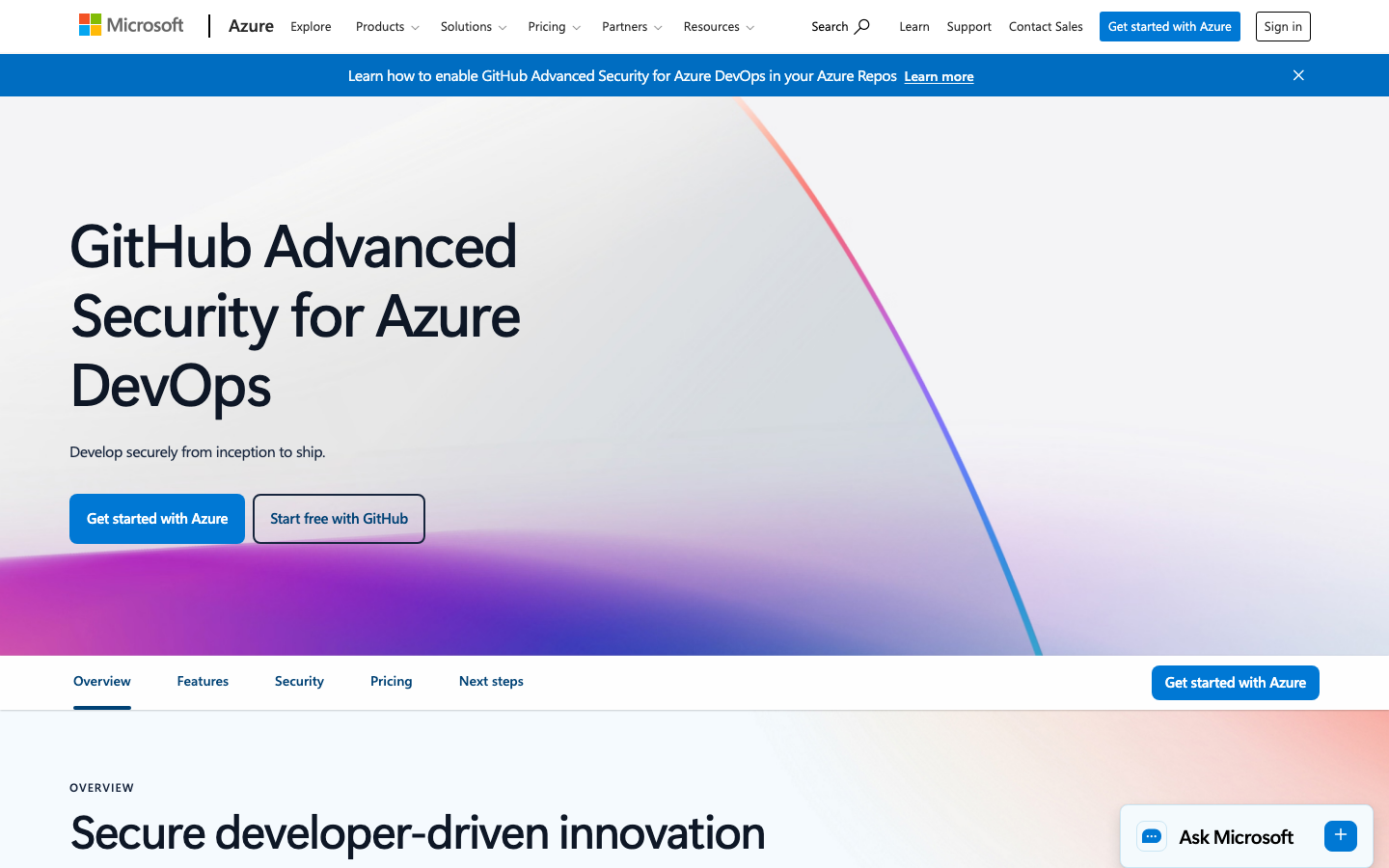 The page uses a full-viewport hero with a bold, animated logo and a concise call to action. The overall aesthetic is stark and modern, prioritizing clarity and a sense of technological advancement. · azure build 2026, microsoft cloud, developer conference, ai platform, cloud computing, tech landing page, dark theme, technical design