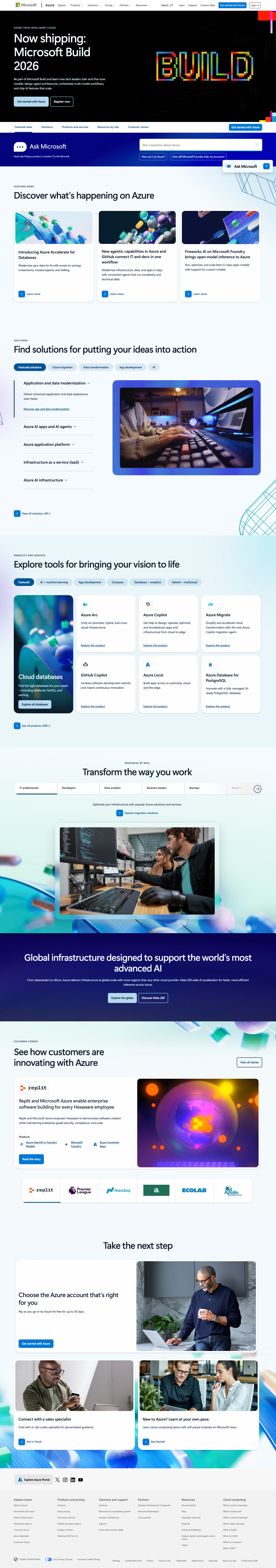 Azure Microsoft - full page scroll