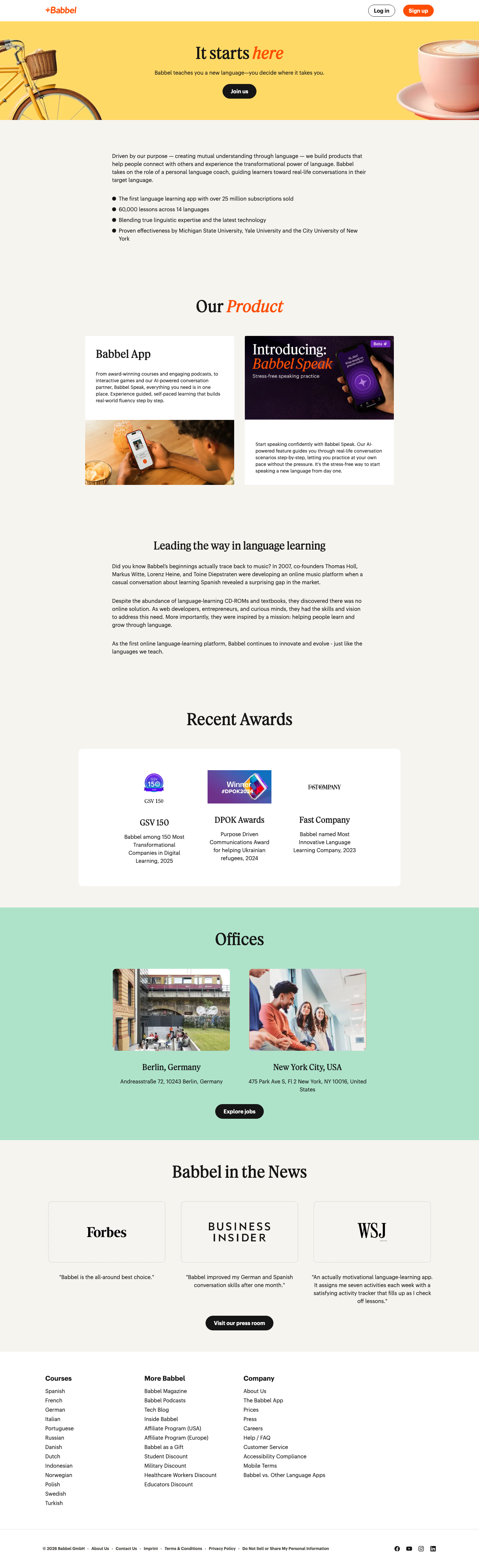 Babbel - full page scroll