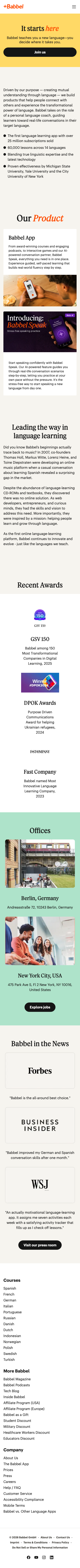 Babbel - mobile full page