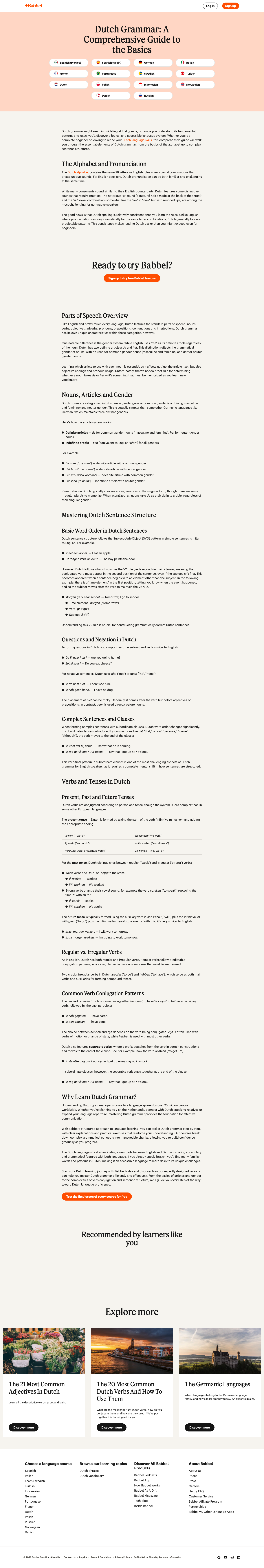 Babbel - full page scroll