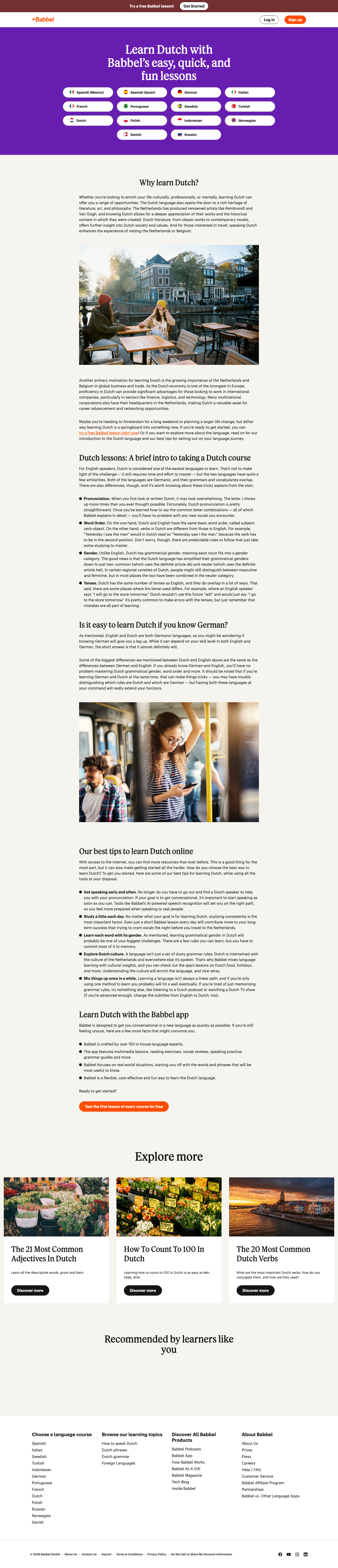 Babbel - full page scroll