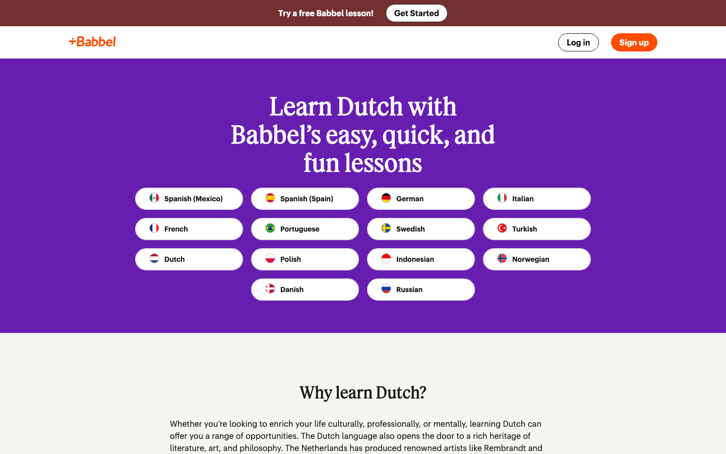 The layout uses a varied bento grid to showcase different language learning options and related content. The color palette is soft and inviting, with ample white space and friendly illustrations. Typography is clean and approachable, prioritizing readability. · language learning, online courses, babbel, education website, language apps, cultural history, weekend plans