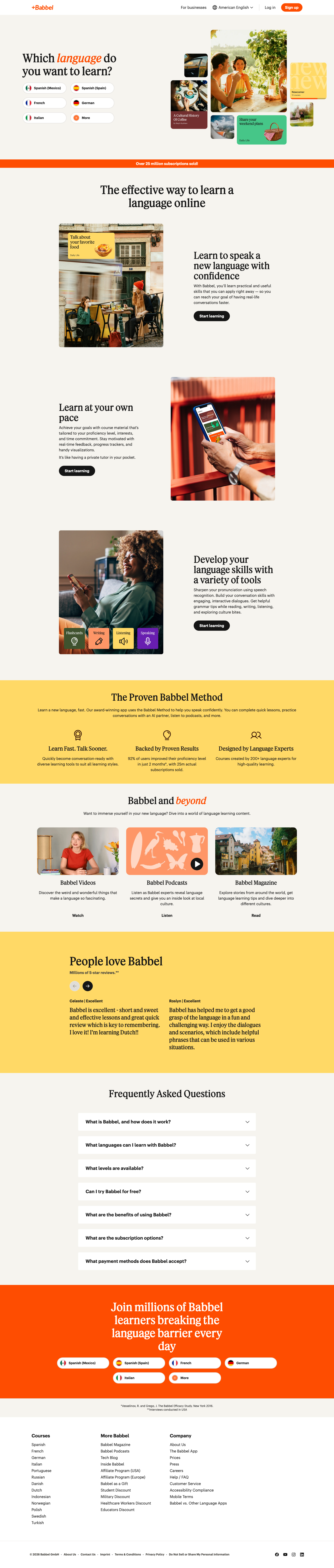 Babbel - full page scroll