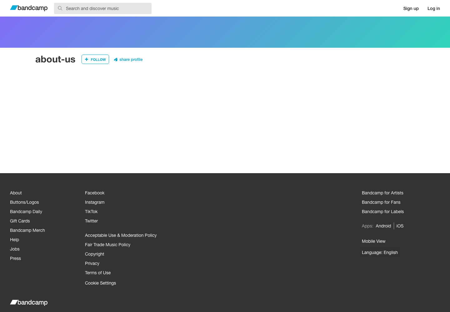 Bandcamp - full page scroll