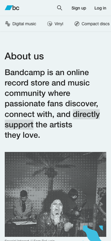 Bandcamp — About - mobile