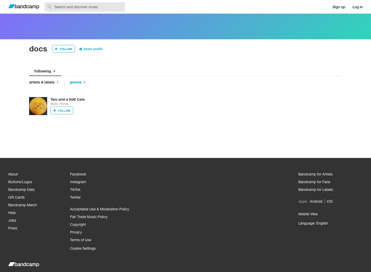 Bandcamp — Docs - full page scroll