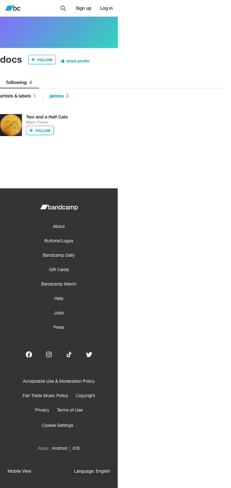 Bandcamp — Docs - mobile full page